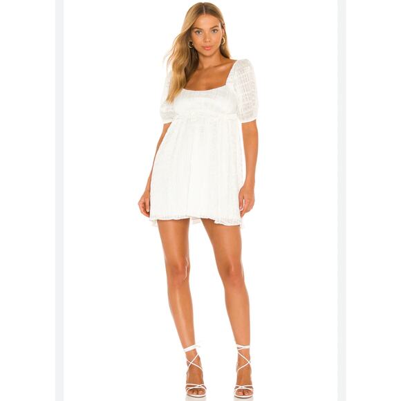 Majorelle Lisa Lined Mini Dress Tie Back Elbow Sleeves White Lurex Small - Picture 2 of 12